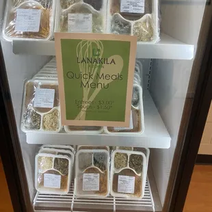 Quick meal menu $3 entree, $1.50 soup