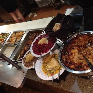 some of the hot entrees, plus the bread pudding at Sunday Brunch