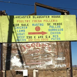 Here is the sign for the slaughter house. This sign is on Division St. business is at end of street on Ave G-4. Rob L