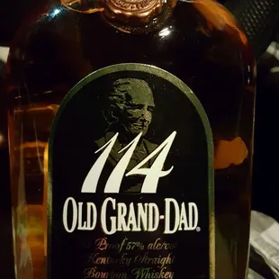 a bottle of old grand dad bourbon