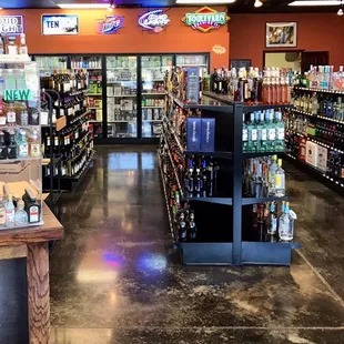 the inside of a liquor store