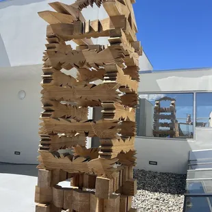 Wooden sculpture on the roof