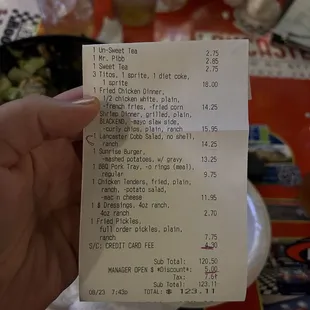 The bill, $123