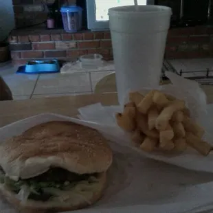 a sandwich and fries