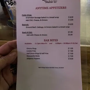 the menu