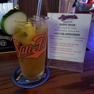 Pimms cup at Lancer's made by Dani.... muddle that cucumber girl!