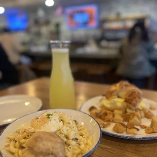 two plates of food on a table