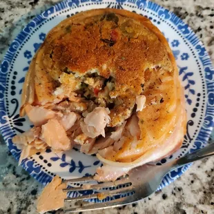 April 2021: Bacon-wrapped crab-stuffed Salmon-- just under $11 per lb. Excellent