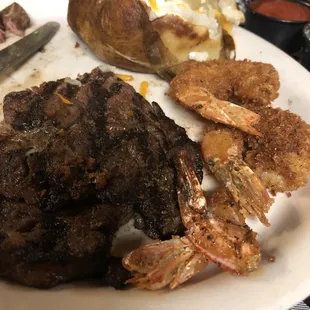Steak with added shrimp