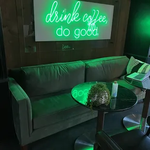 a green neon sign