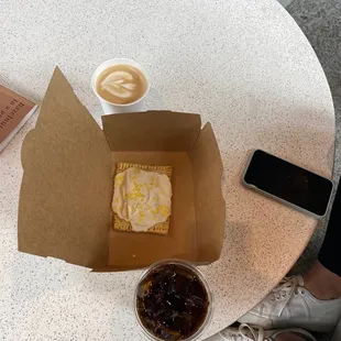 Pop tart, cold brew, latte