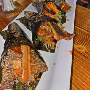 Salmon Skin Handrolls