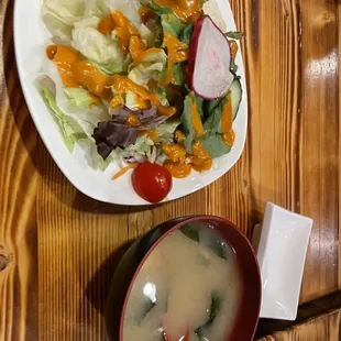 Miso soup and house salad