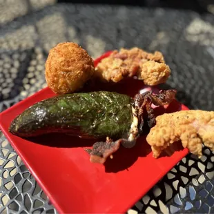 Quail Poppers, Gator and Taters