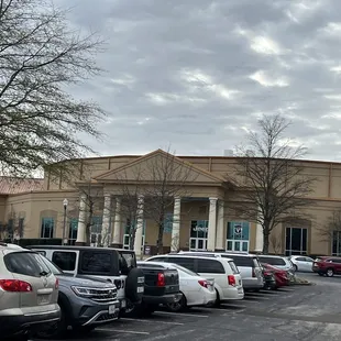 a parking lot full of cars