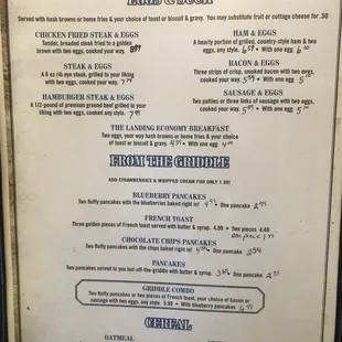 the breakfast menu for breakfast served all day