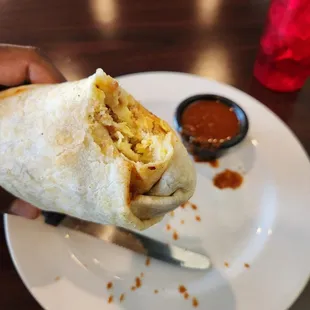 breakfast burrito and salsa