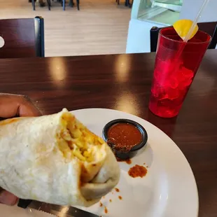 breakfast burrito and salsa