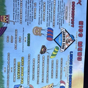 Kids menu