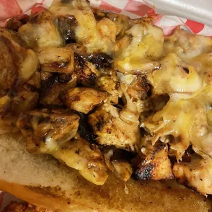 Inside the Chicken Philly Cheesesteak - I got mine with no veggies.  SO good.