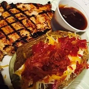 Grilled chicken dinner