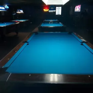 Six pool tables.