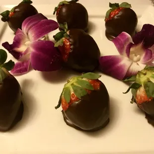 Freshly dipped strawberries