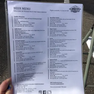 Beer menu