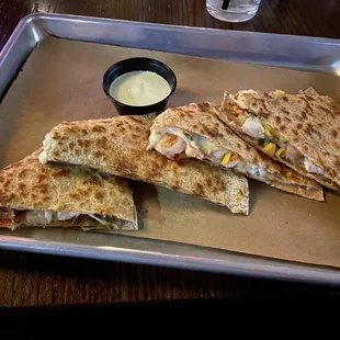 Lobster, Shrimp, and Crab Quesadilla