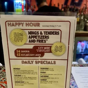 Happy Hour Menu -Hours 5-7p