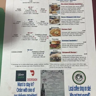 Build your own breakfast Menu options