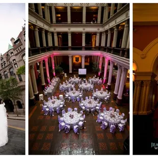 Outside the Landmark Center, wedding reception inside the Landmark Center, and bride and groom portraits inside!