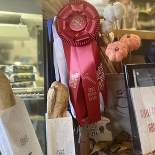 a display of bread and pastries
