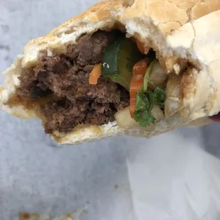 The Lemongrass beef Bahn-mi that I &quot;accidentally&quot; started eating while posting.