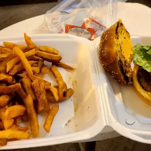 a burger and french fries