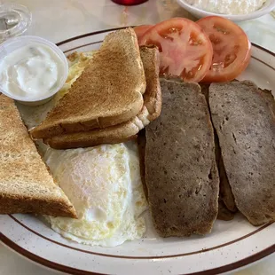 Gyro meat and eggs. Yum!