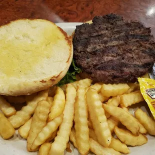 Burger with fries $8.99. Cheeseburger is the same price.