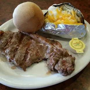 8 ounce sirloin with baked potato.