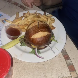 Burger with fries