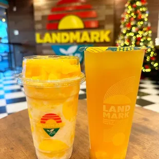 Mango Sticky Rice Slushy and Hawaii Aloha (pineapple and mango green tea)