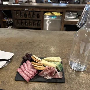 Charcuterie plate with wine tasting