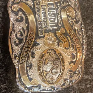 a close up of a belt buckle