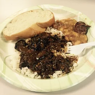 Smothered duck with rice and white beans and sausage! Oh wee!