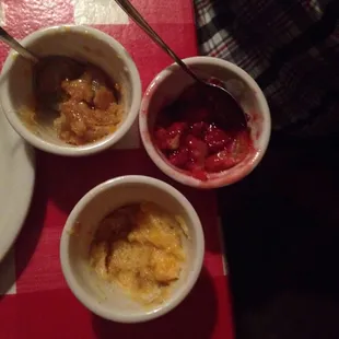 Variety of cobblers in the buffet.