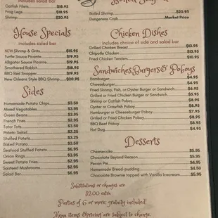 the menu
