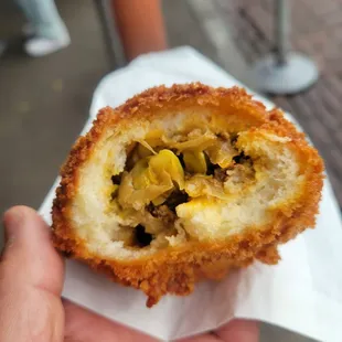 Inside Moroccan lamb crispy bun