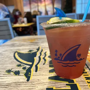 a drink on a table