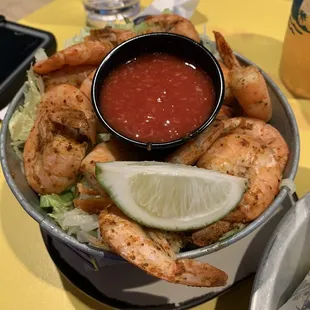 Peel &amp; eat shrimp with cocktail sauce