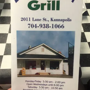 Menu with hrs of service