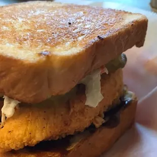 a close up of a sandwich